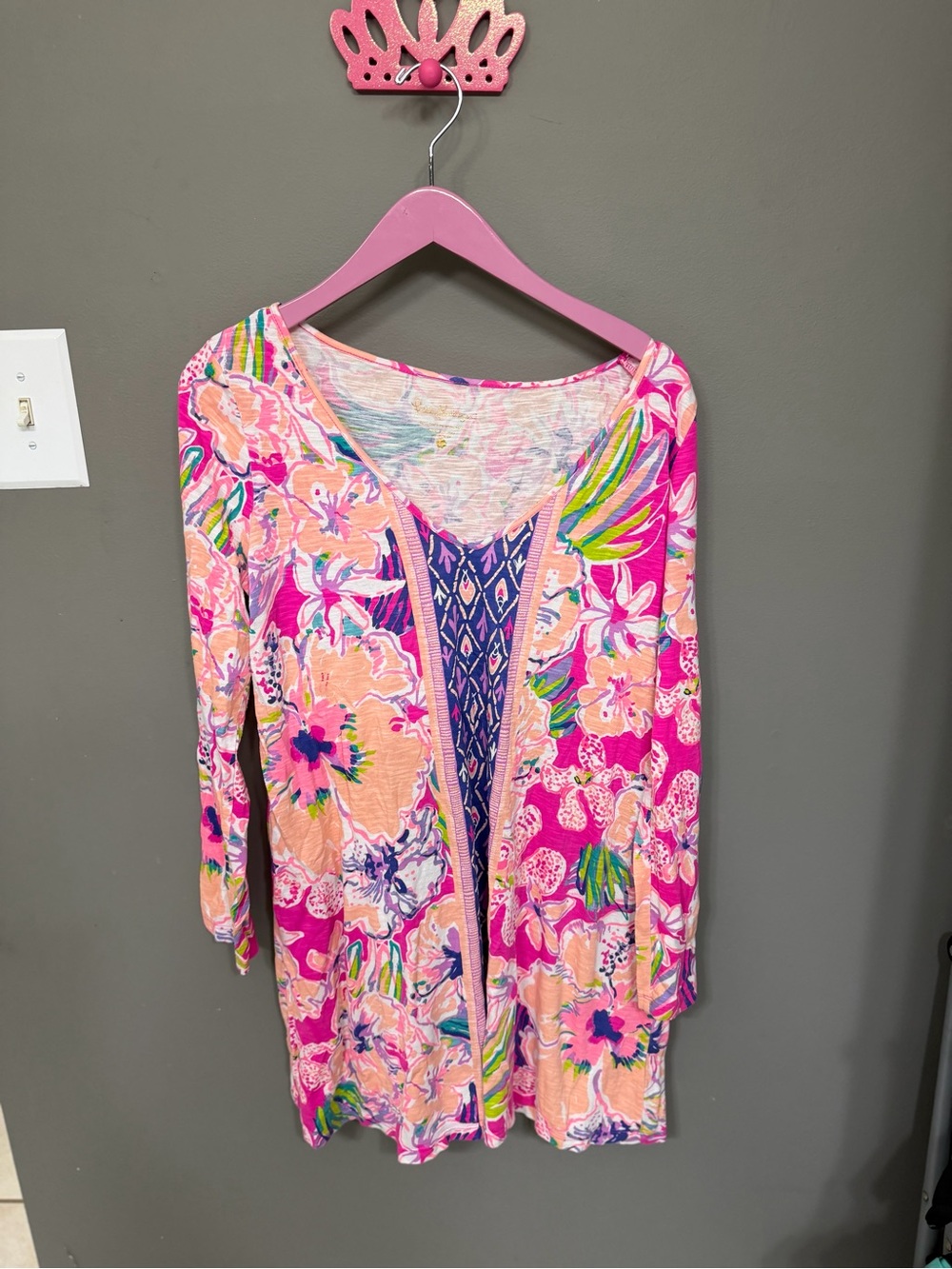 Lilly Pulitzer Pink Multicolor Floral V-Neck Tunic
